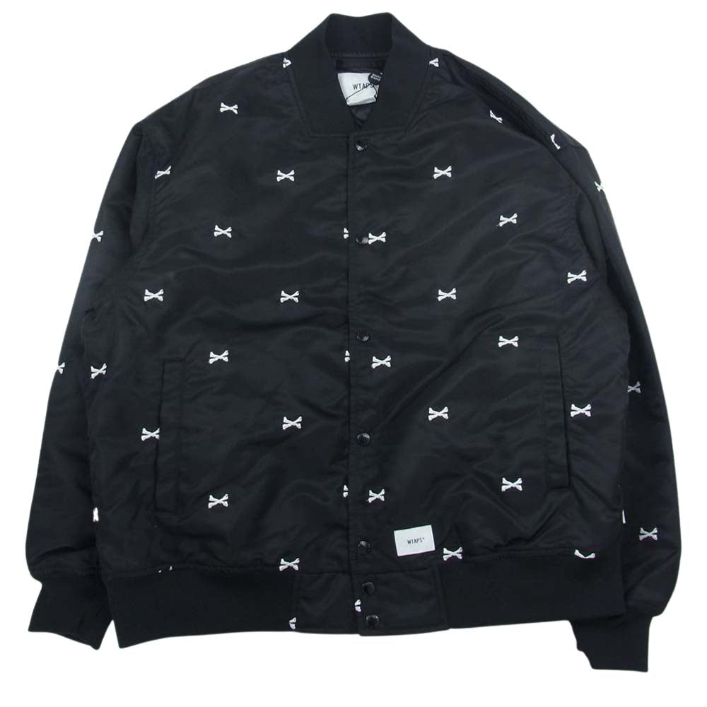 WTAPS ダブルタップス 22SS 221TQDT-JKM01 TEAM / JACKET / NYLON . TWILL . TEXTILE クロスボーン ナイロンツイル テキスタイル チーム ジャケット ブルゾン ブラック系 3【美品】【中古】