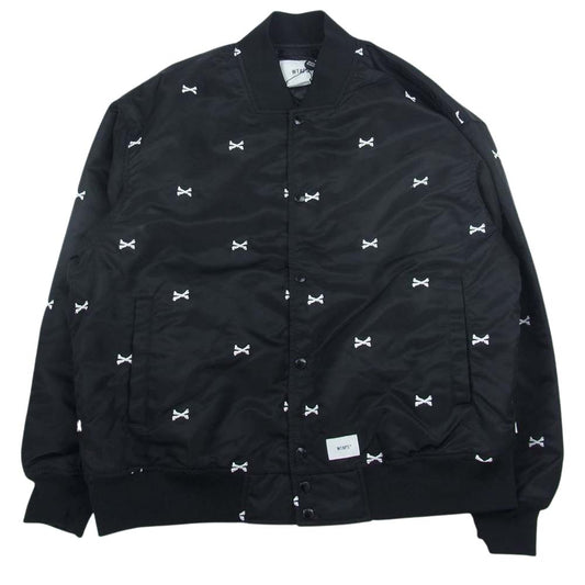 WTAPS ダブルタップス 22SS 221TQDT-JKM01 TEAM / JACKET / NYLON . TWILL . TEXTILE クロスボーン ナイロンツイル テキスタイル チーム ジャケット ブルゾン ブラック系 3【美品】【中古】