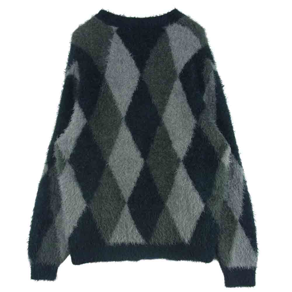 NUMBER(N)INE ナンバーナイン NMBcd613 RE Number (N)ine FEATHERY YARN ARGYLE JACQYARD KNIT CARDIGAN フェザーヤーン アーガイル ニット カーディガン ダークグレー系 2【極上美品】【中古】