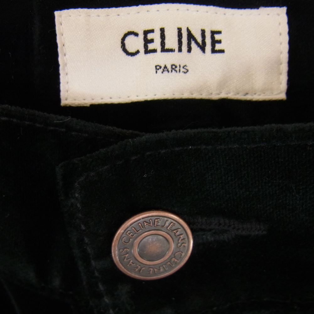 CELINE セリーヌ 20AW 2N344075K セリーヌジャパンタグ Dylan ディラン ベルベット フレアパンツ ブラック系 31【中古】