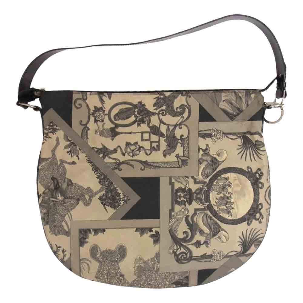 Salvatore Ferragamo サルヴァトーレフェラガモ 6776 アニマルプリント ナイロンレザー ワンショルダー バッグ グレー系【中古】