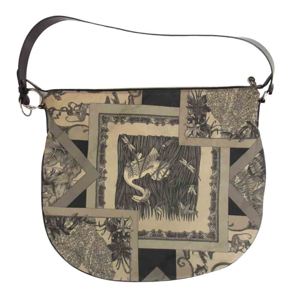 Salvatore Ferragamo サルヴァトーレフェラガモ 6776 アニマルプリント ナイロンレザー ワンショルダー バッグ グレー系【中古】
