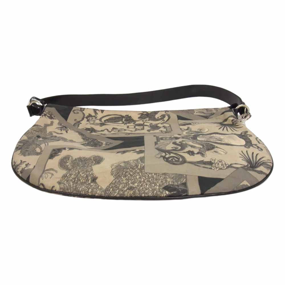 Salvatore Ferragamo サルヴァトーレフェラガモ 6776 アニマルプリント ナイロンレザー ワンショルダー バッグ グレー系【中古】