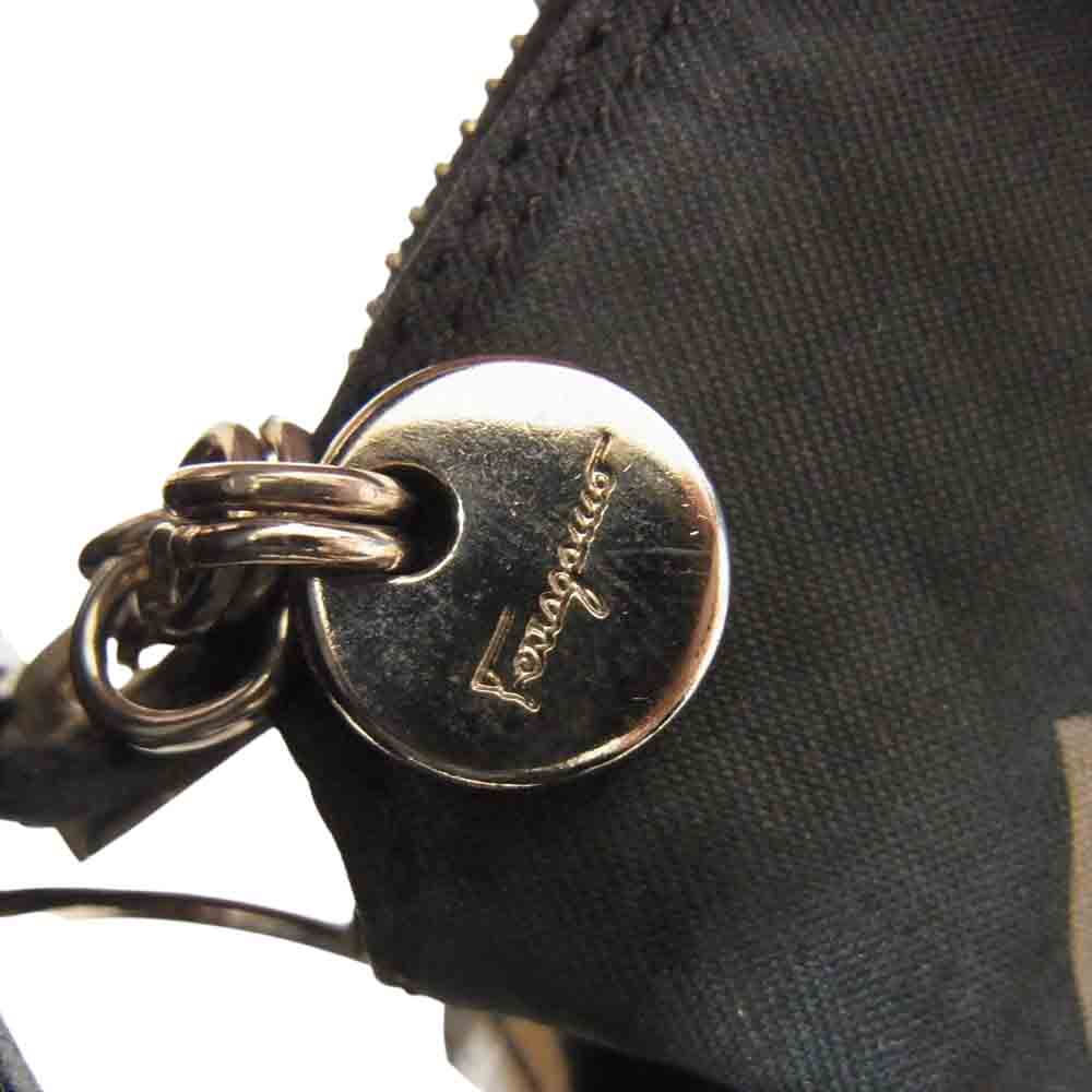 Salvatore Ferragamo サルヴァトーレフェラガモ 6776 アニマルプリント ナイロンレザー ワンショルダー バッグ グレー系【中古】