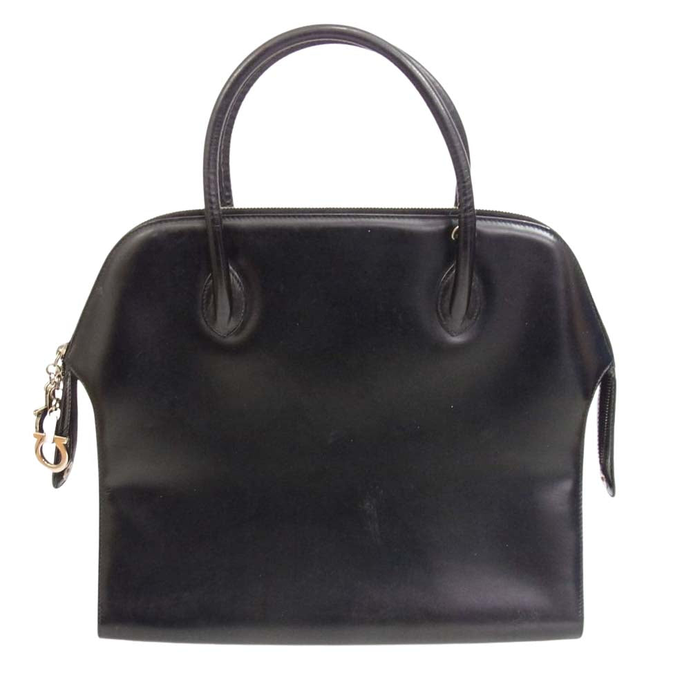Salvatore Ferragamo サルヴァトーレフェラガモ 6656 ガンチーニファスナー レザー トートバッグ ビジネスバッグ ブラック系【中古】