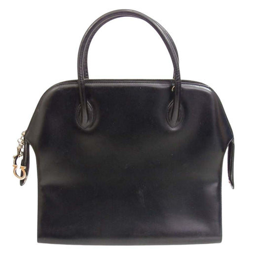 Salvatore Ferragamo サルヴァトーレフェラガモ 6656 ガンチーニファスナー レザー トートバッグ ビジネスバッグ ブラック系【中古】