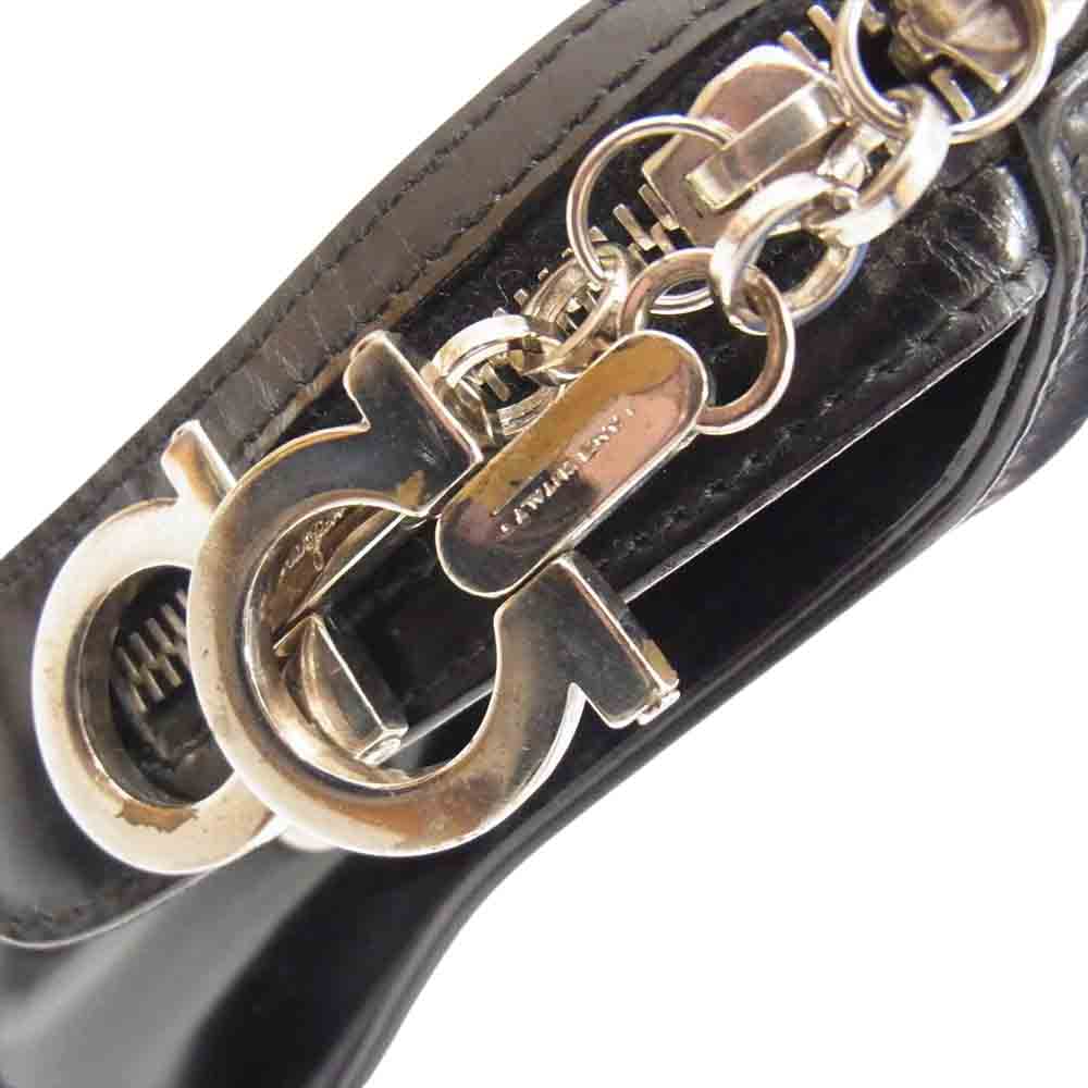 Salvatore Ferragamo サルヴァトーレフェラガモ 6656 ガンチーニファスナー レザー トートバッグ ビジネスバッグ ブラック系【中古】