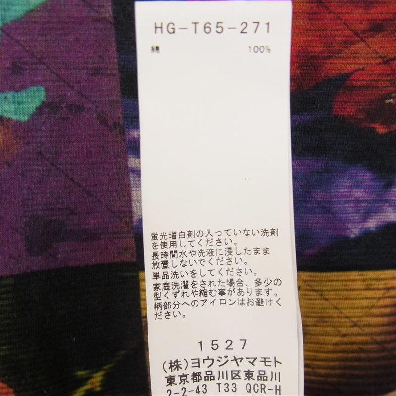 Yohji Yamamoto POUR HOMME ヨウジヤマモトプールオム 22SS HG-T65-271 Inkjet Flower  Picture Book Print Short Sleeves 花図鑑半袖 切替 Tシャツ ブラック系 3【中古】