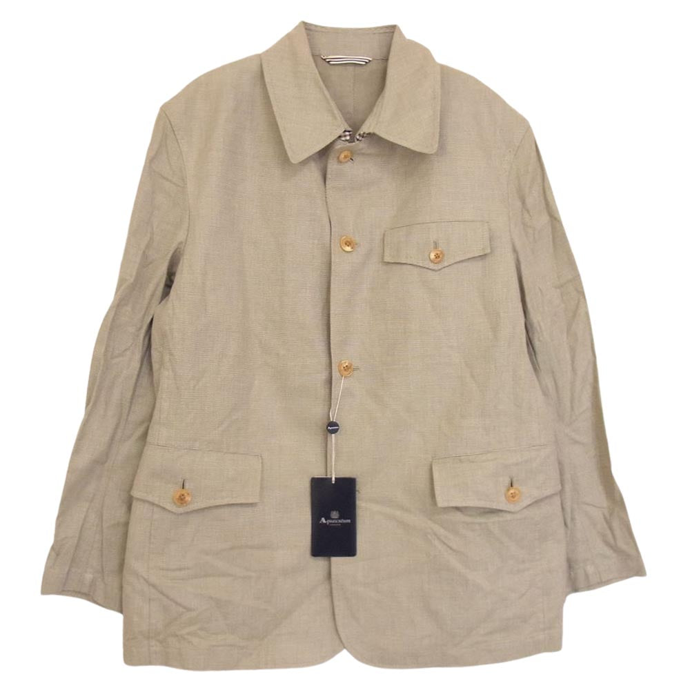 Aquascutum アクアスキュータム A9460317 コットン リネン混 ジャケット ベージュ系 M【極上美品】【中古】