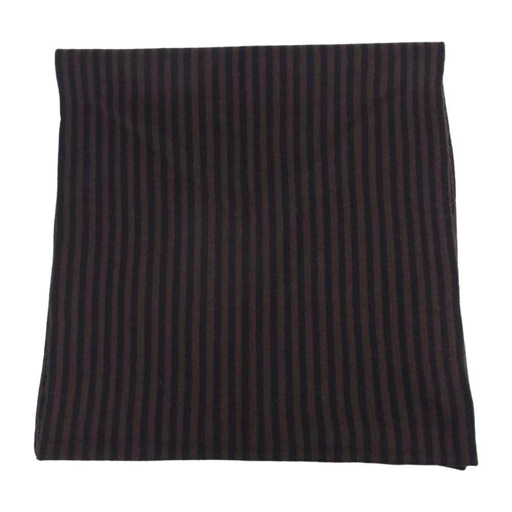 FENDI フェンディ ズッカ ストライプ ウール マフラー ブラック系 ブラウン系【中古】