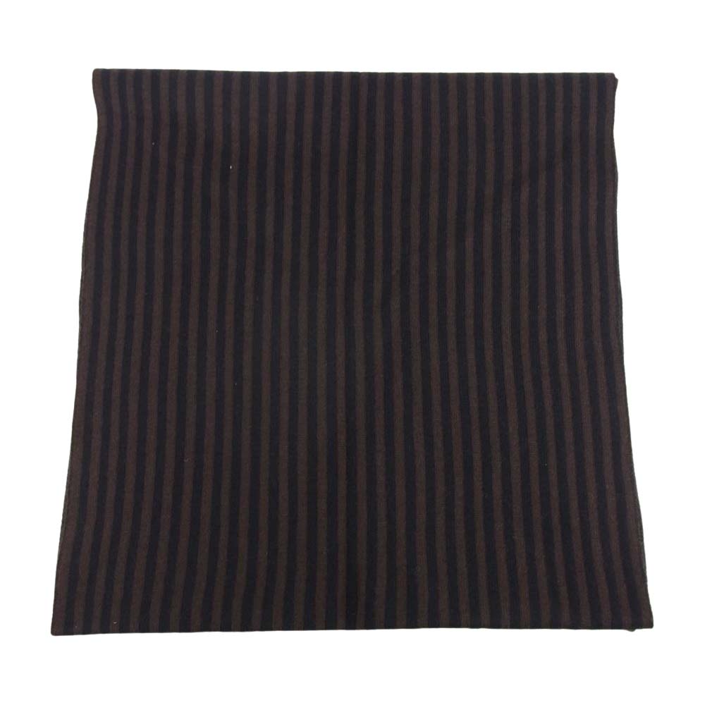 FENDI フェンディ ズッカ ストライプ ウール マフラー ブラック系 ブラウン系【中古】
