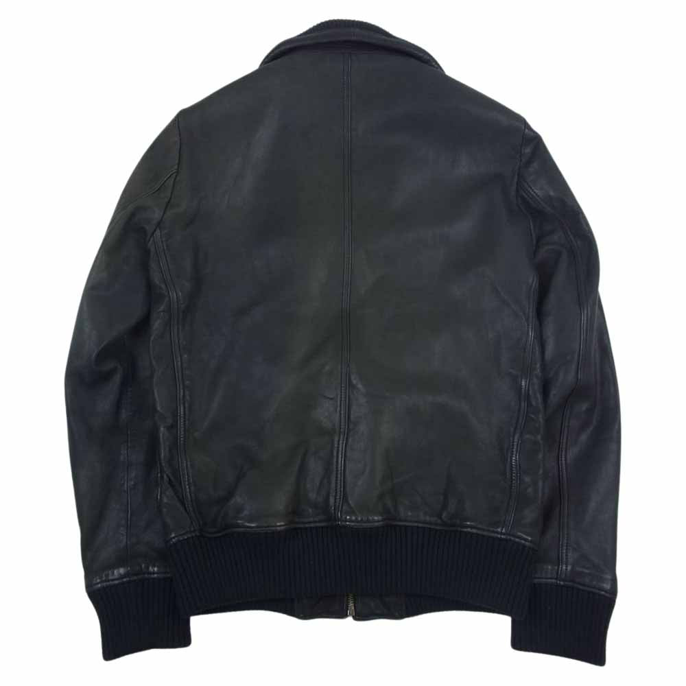 HYSTERIC GLAMOUR ヒステリックグラマー 0223LB02 ゴートレザー ウールリブ ブルゾン レザージャケット ブラック系 M【中古】