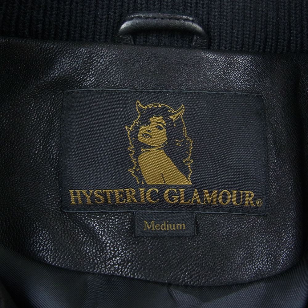 HYSTERIC GLAMOUR ヒステリックグラマー 0223LB02 ゴートレザー ウールリブ ブルゾン レザージャケット ブラック系 M【中古】