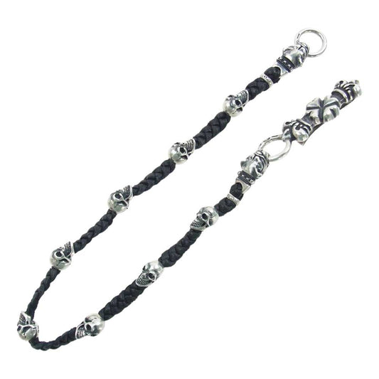 GABOR ガボール 4ハート クラウン クロス キー カスタム キーパー ウィズ 2オールド ブルドッグ 2スカル レザー ウォレットチェーン シルバー系 ブラック系【中古】