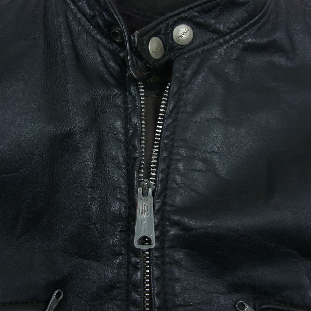 ブルックス 【訳難有】Vintage Single Leather Jacket ヴィンテージ シングル レザー ライダース ジャケット ブラック系【中古】