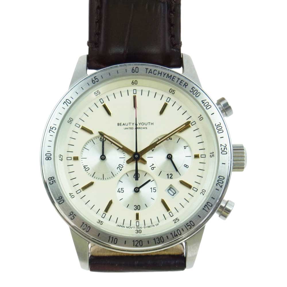 ビューティアンドユース GN-4-S クオーツ ステンレス 革ベルト クロノグラフ 腕時計 リストウォッチ シルバー系 ブラウン系【中古】