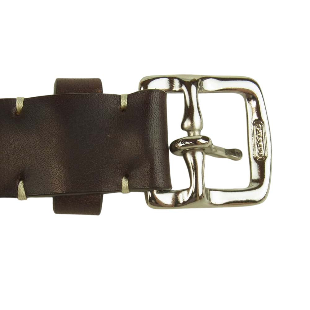 COACH コーチ 8566 シルバーバックル レザー ベルト ブラウン系【中古】