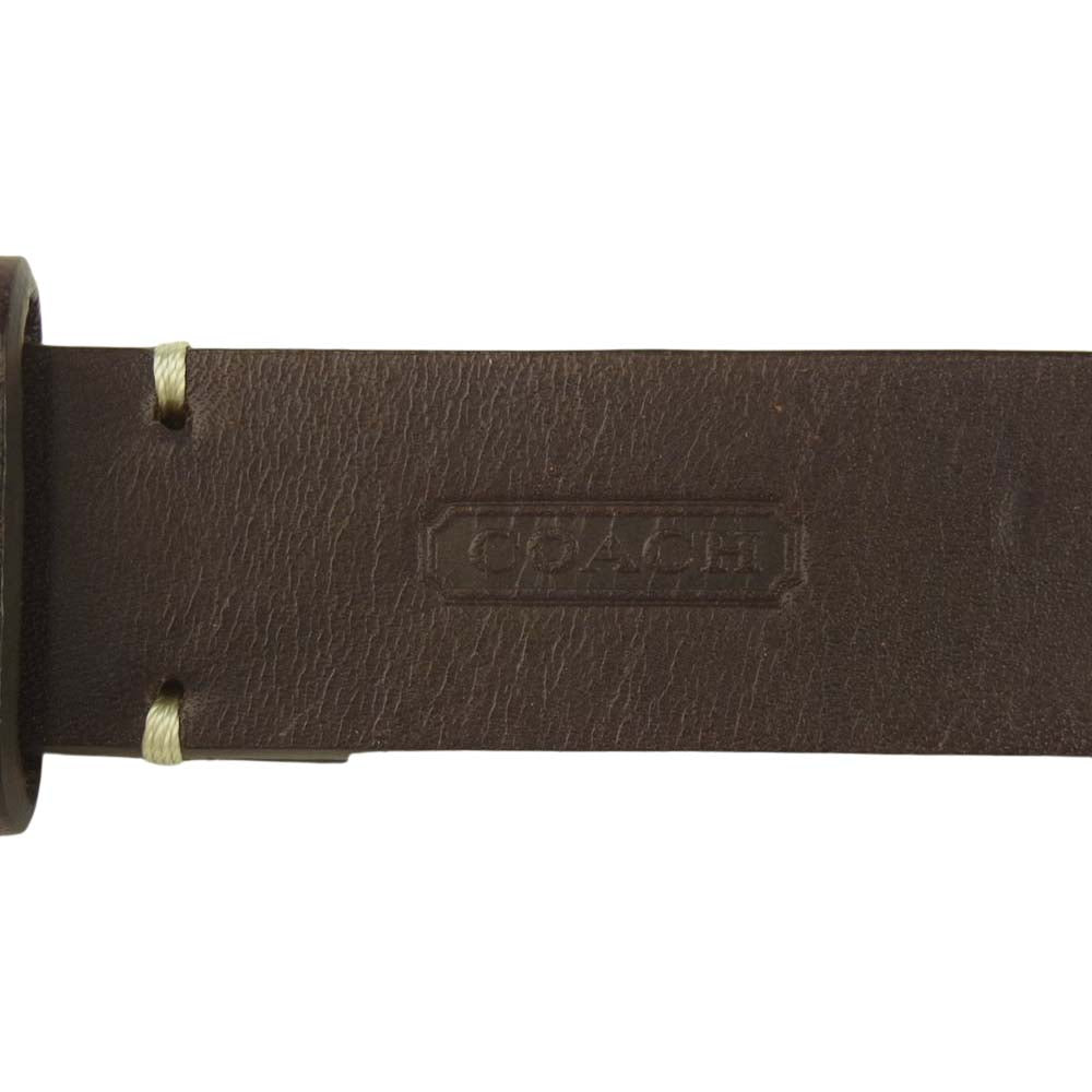 COACH コーチ 8566 シルバーバックル レザー ベルト ブラウン系【中古】