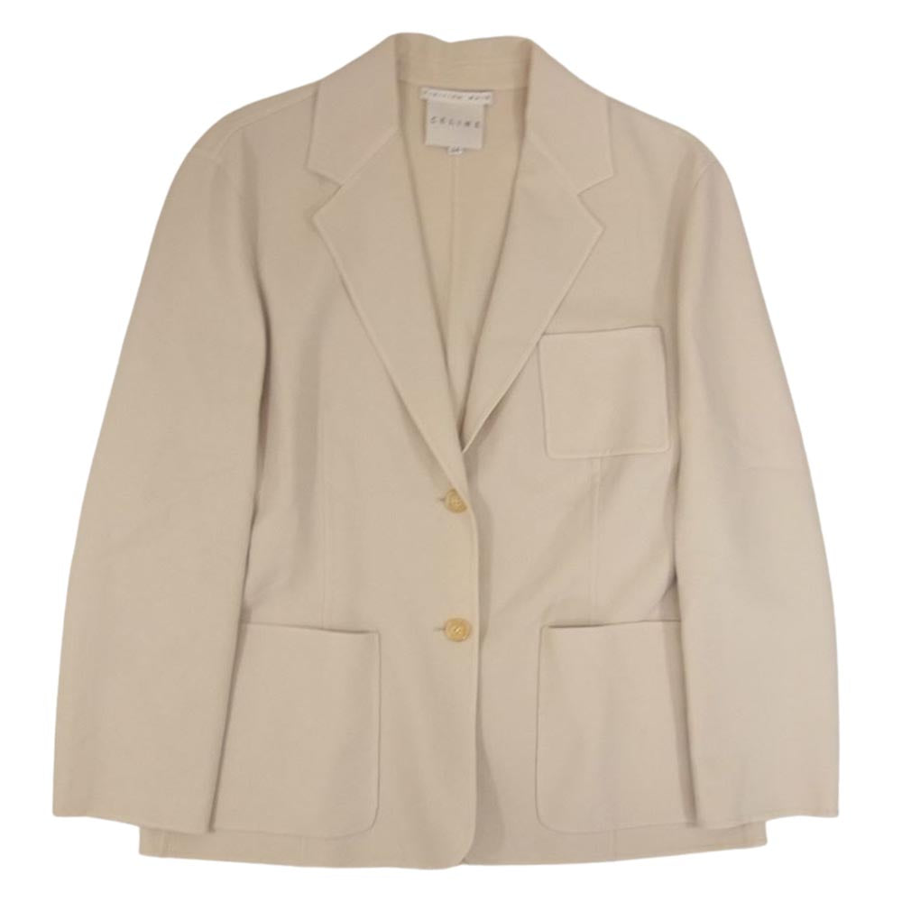 CELINE セリーヌ FINITION MAIN ウール 2B テーラードジャケット オフホワイト系 44【中古】