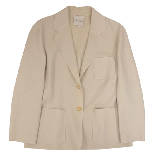 CELINE セリーヌ FINITION MAIN ウール 2B テーラードジャケット オフホワイト系 44【中古】