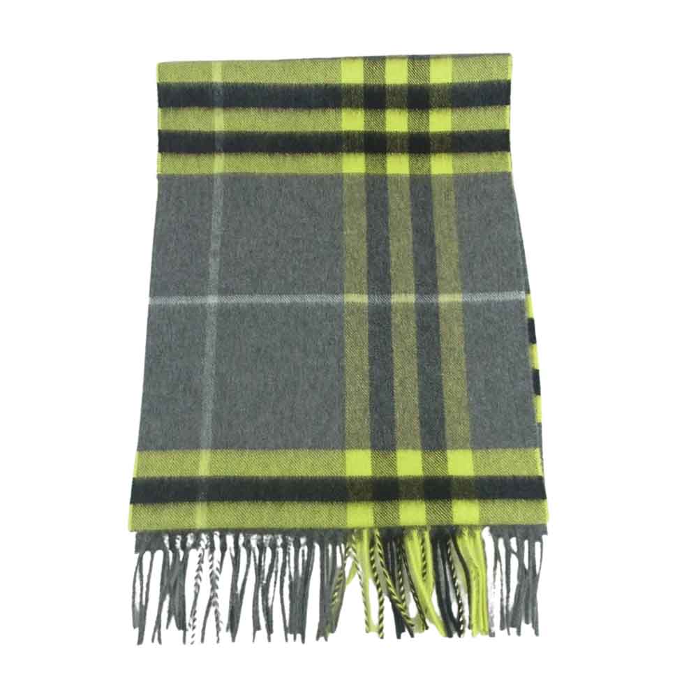 バーバリー カシミア100%マフラー イエロー BURBERRY（バーバリー