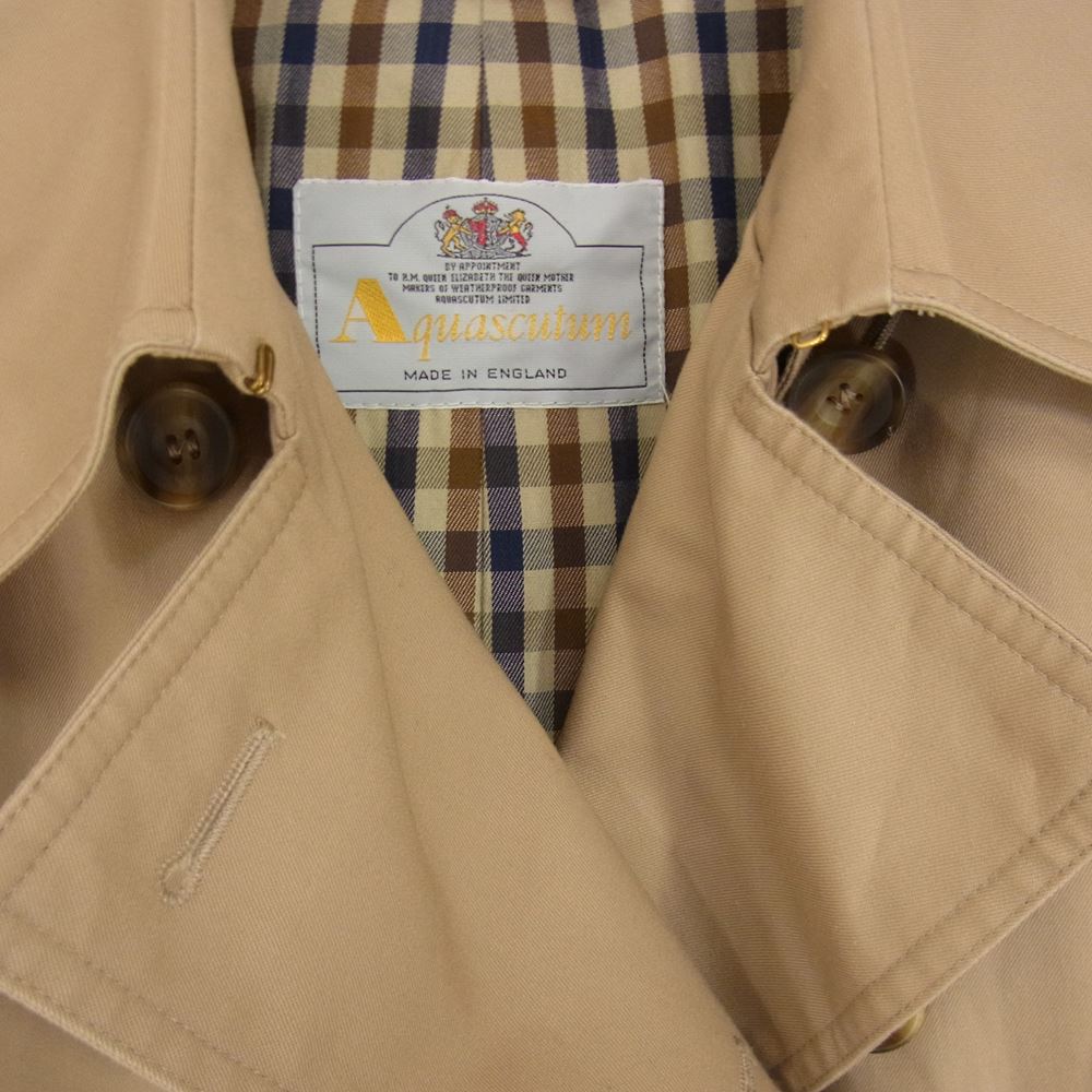 Aquascutum アクアスキュータム 70s~80s ヴィンテージ 030879 裏地チェック トレンチコート ベージュ系 サイズ表記無【中古】