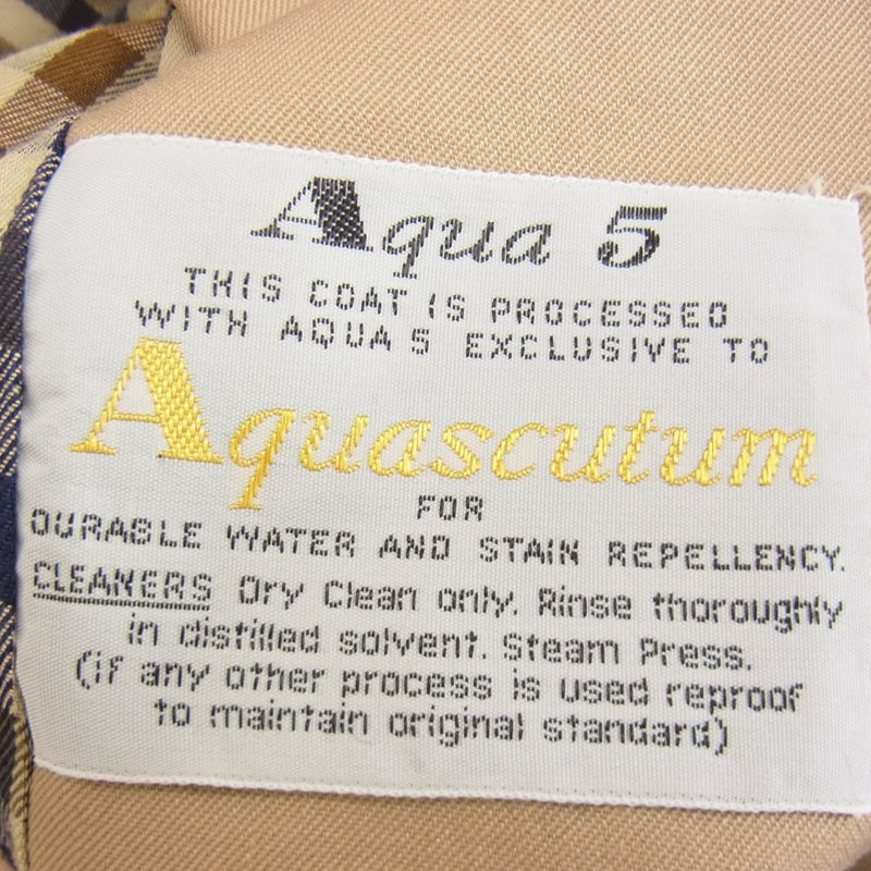 Aquascutum アクアスキュータム 70s~80s ヴィンテージ 030879 裏地チェック トレンチコート ベージュ系 サイズ表記無【中古】