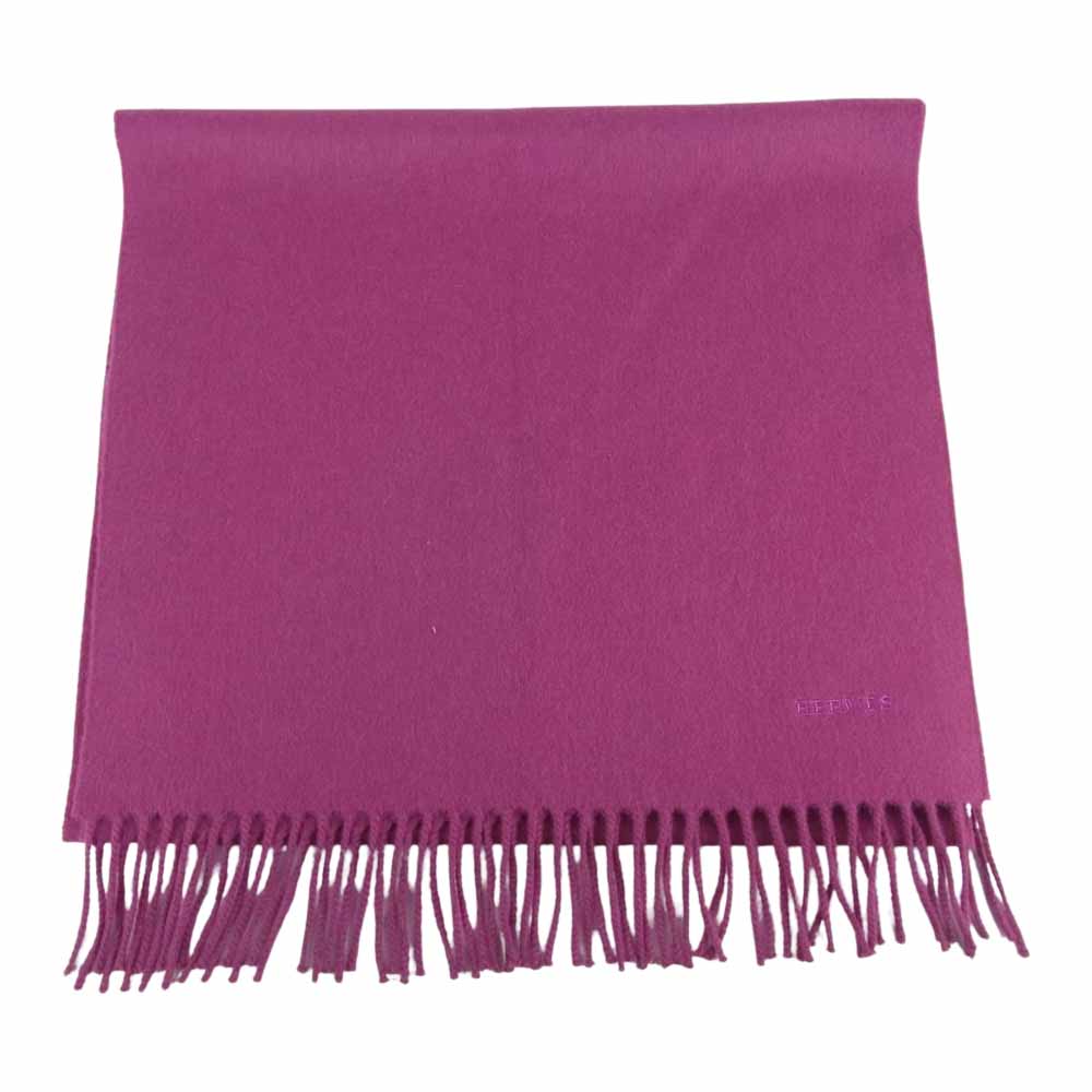 HERMES エルメス 英国製 カシミヤ100％ フリンジ マフラー ピンク系【中古】