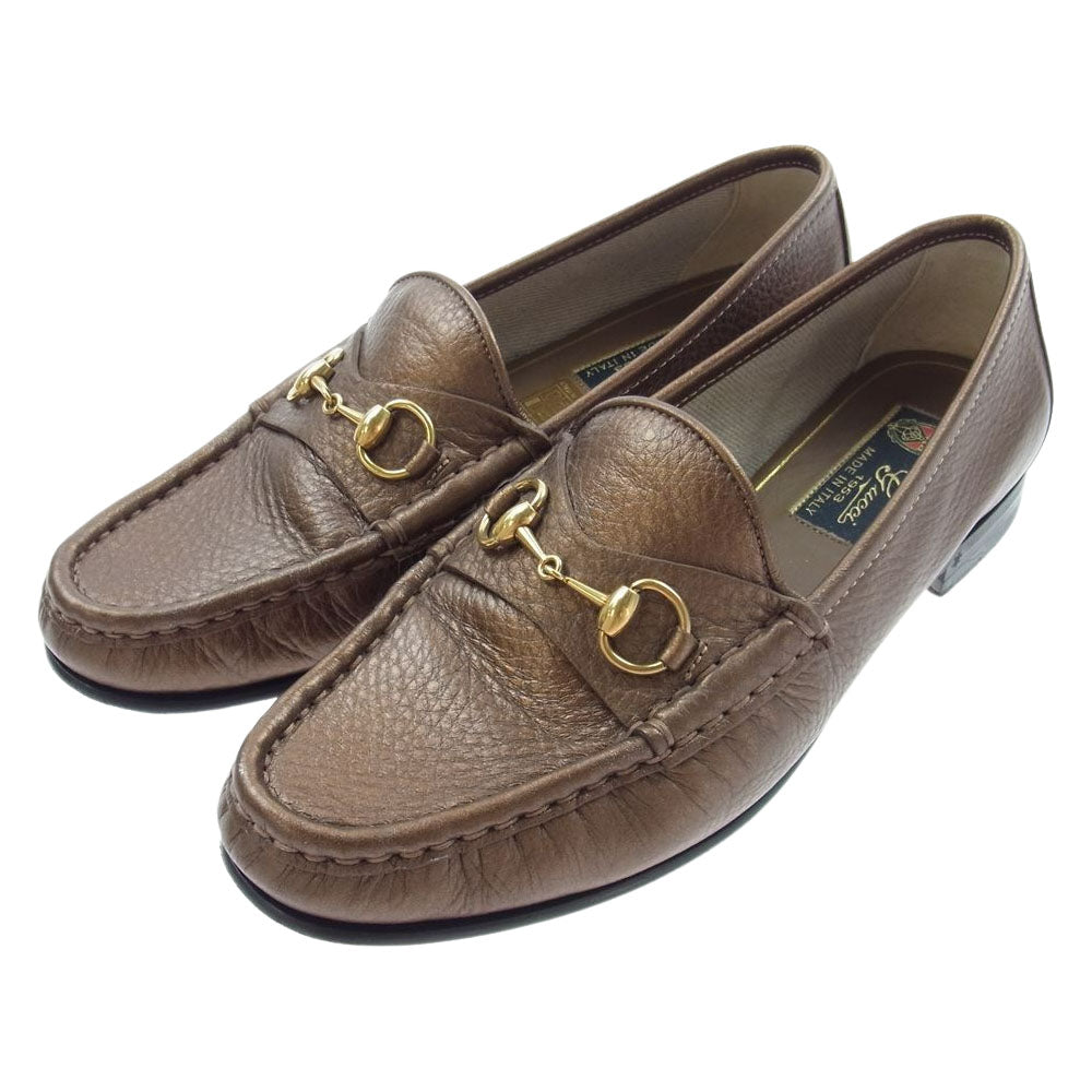 GUCCI グッチ 1953 ホースビット レザー ローファー メタリックブラウン系 37【中古】