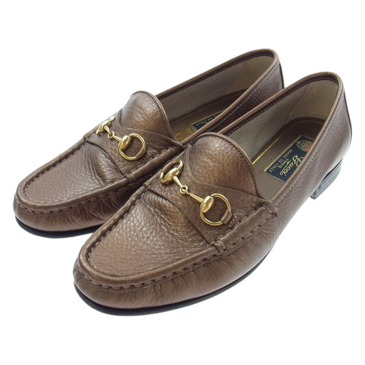 GUCCI グッチ 1953 ホースビット レザー ローファー メタリックブラウン系 37【中古】