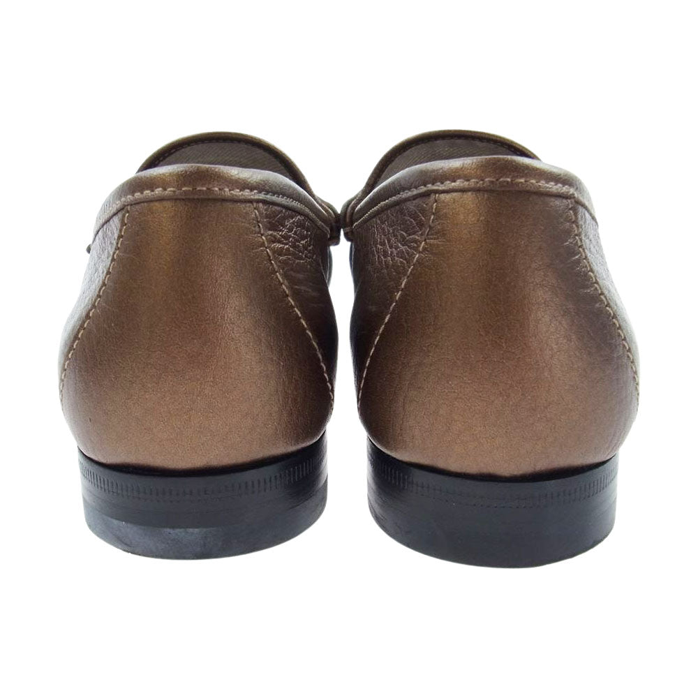 GUCCI グッチ 1953 ホースビット レザー ローファー メタリックブラウン系 37【中古】