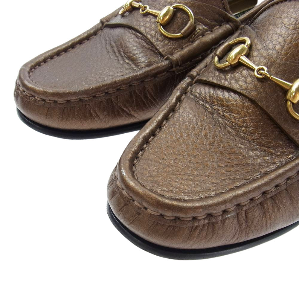 GUCCI グッチ 1953 ホースビット レザー ローファー メタリックブラウン系 37【中古】