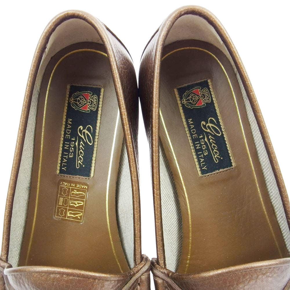 GUCCI グッチ 1953 ホースビット レザー ローファー メタリックブラウン系 37【中古】