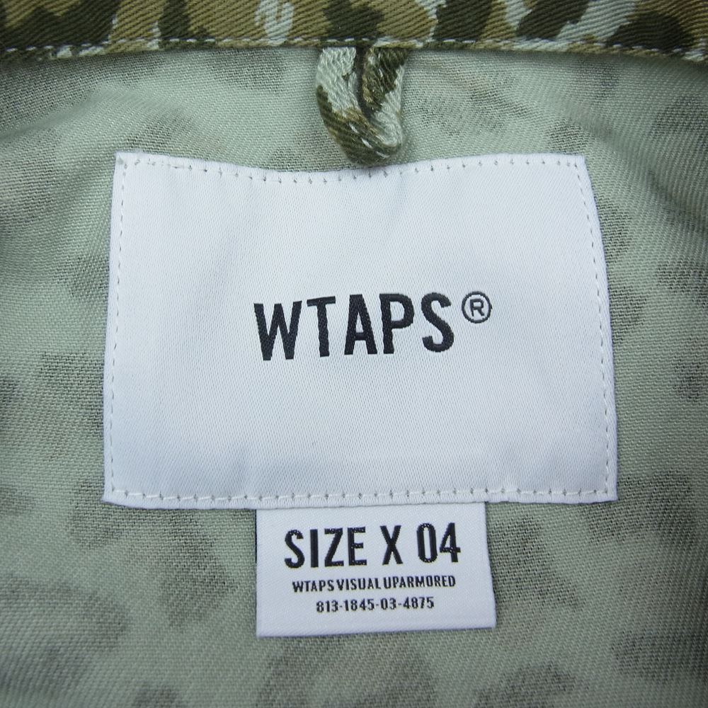 WTAPS ダブルタップス 21SS 211WVDT-SHM02 JUNGLE 01 / LS / COTTON. TWILL. CAMO ジャングル コットンツイル カモ 長袖 アーミー シャツ カーキ系 4【中古】