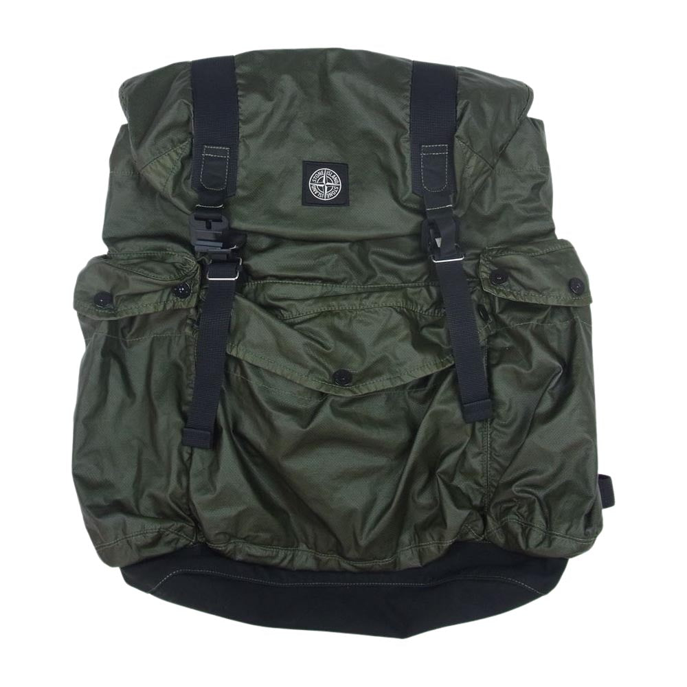 STONE ISLAND ストーンアイランド 751590370 Mussola Gommata backpack ロゴワッペン バックパック リュック カーキ系【中古】
