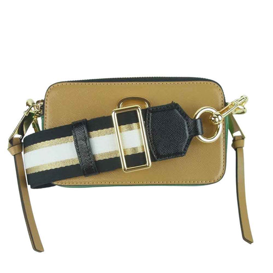 MARC JACOBS マークジェイコブス M0012007-288 SNAPSHOT スナップショット アイコン クロスボディ ショルダー バッグ ライトブラウン系 グリーン系 288【極上美品】【中古】