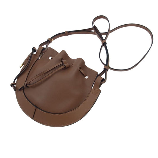 LOEWE ロエベ ホースシュー カーフ タン ショルダーバッグ スモール ブラウン系【極上美品】【中古】