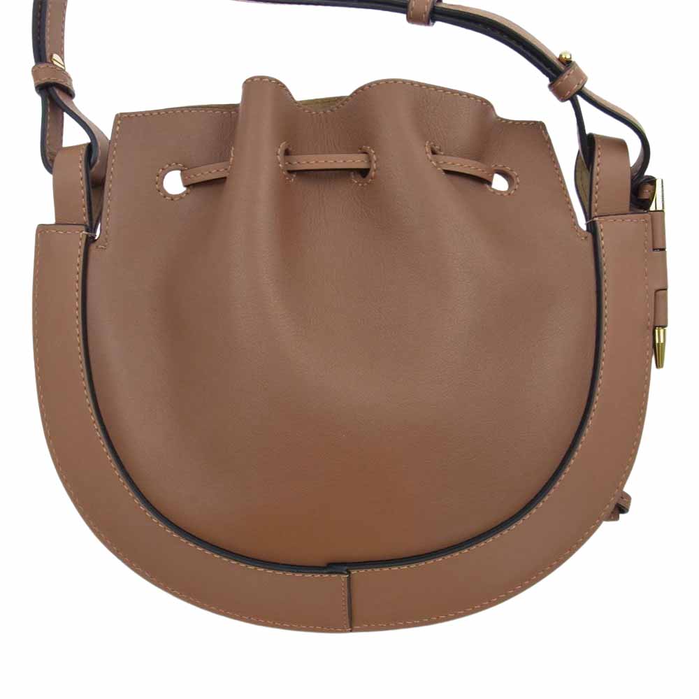 LOEWE ロエベ ホースシュー カーフ タン ショルダーバッグ スモール ブラウン系【極上美品】【中古】