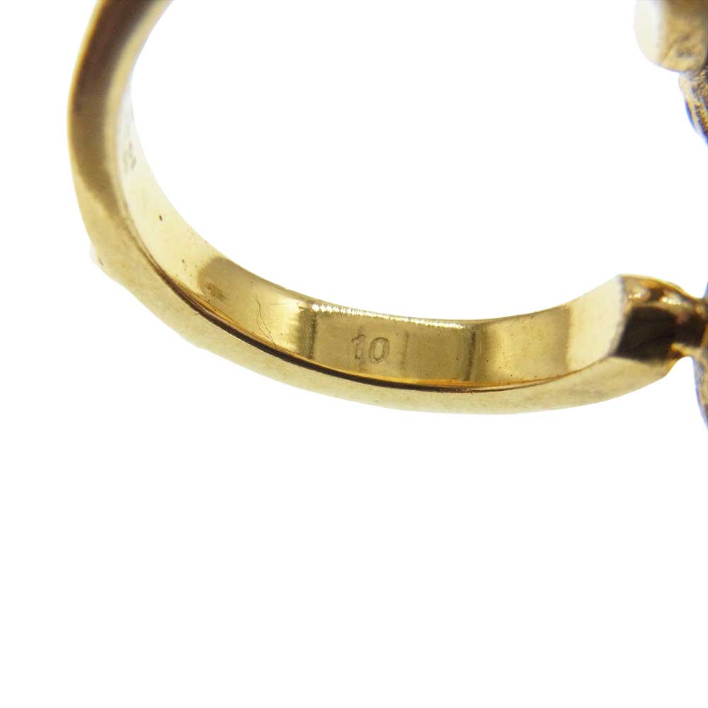 GUCCI グッチ インターロッキングG スパイク スタッズ ニードル パール 2連 リング ゴールド系 11号【中古】