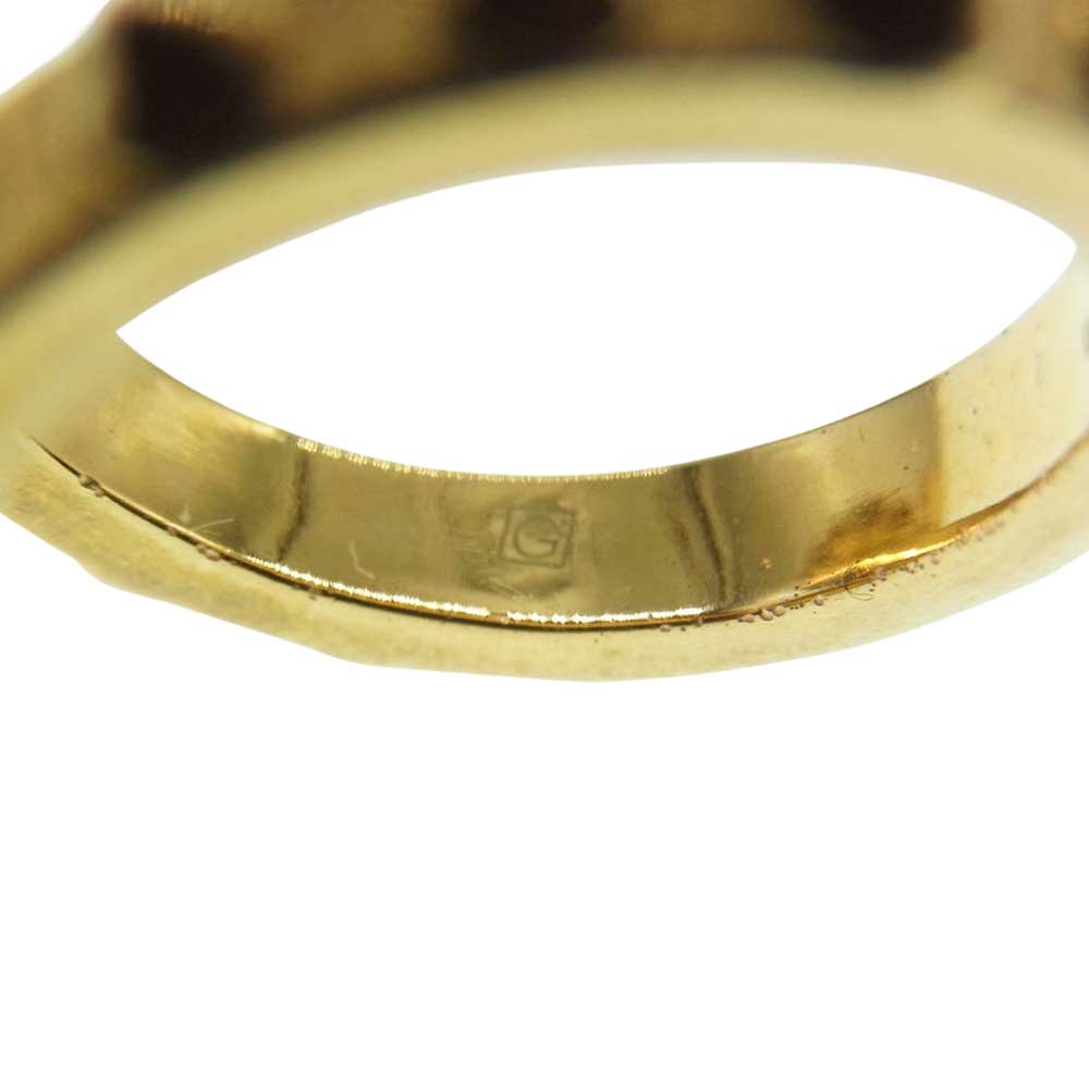 GUCCI グッチ インターロッキングG スパイク スタッズ ニードル パール 2連 リング ゴールド系 11号【中古】