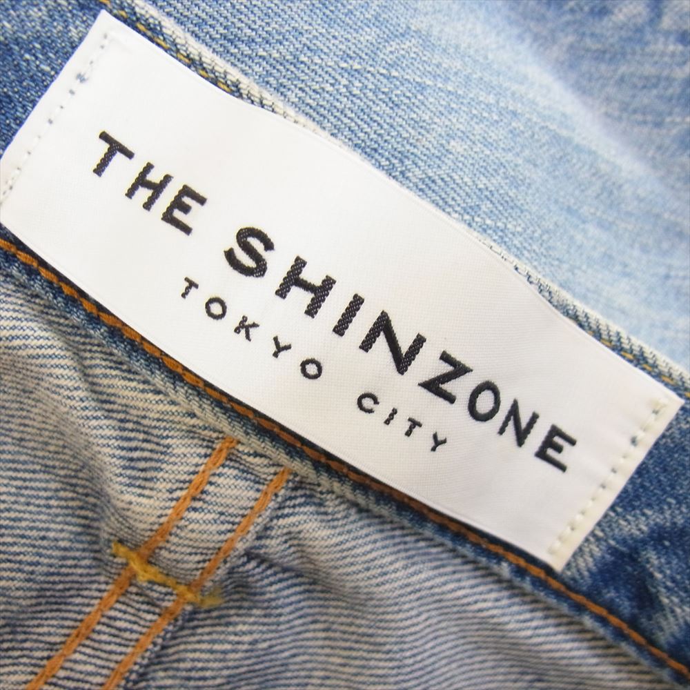 ザ シンゾーン STRAIGHT DENIM ウォッシュ加工 ストレート デニム パンツ インディゴブルー系 38【中古】