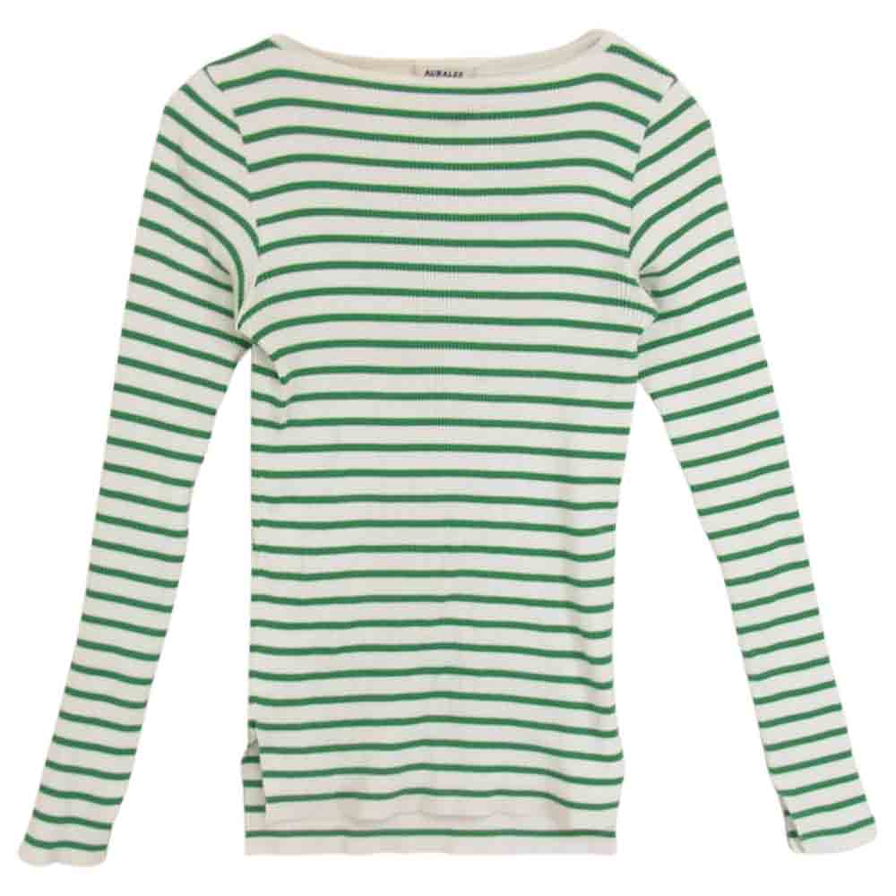 AURALEE オーラリー A22SB01RH  Ron Herman ロンハーマン RIB BOAT NECK L/S TEE リブカットソー グリーン系 1【中古】