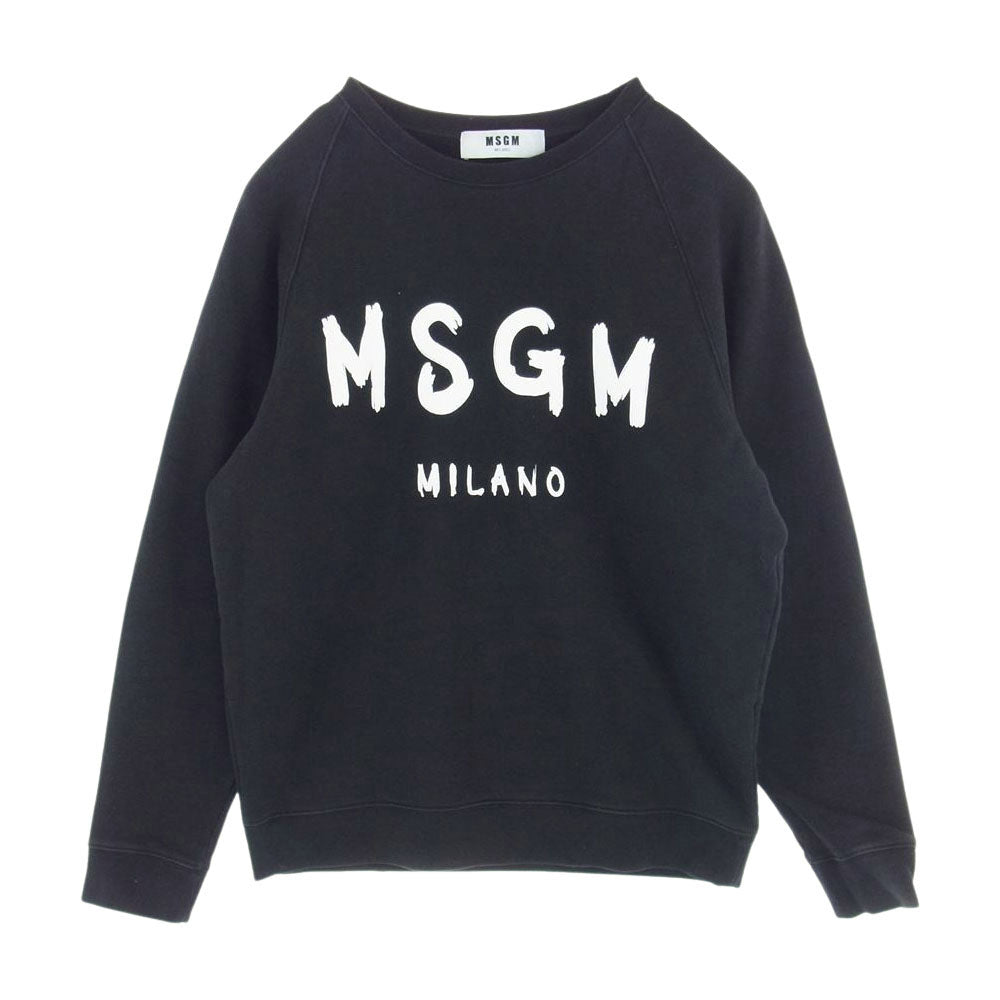 MSGM エムエスジーエム 2740MM104 ペイント ロゴプリント クルーネック スウェット トレーナー ブラック系 S【中古】