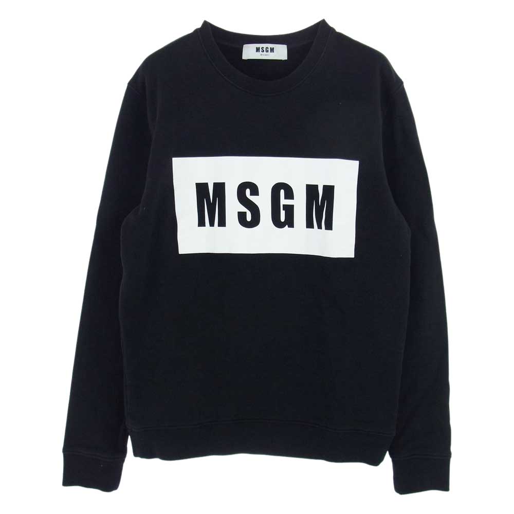 MSGM エムエスジーエム 2640MM68 BOX LOGO SWEAT ボックスロゴ クルーネック スウェット トレーナー ブラック系 S【中古】