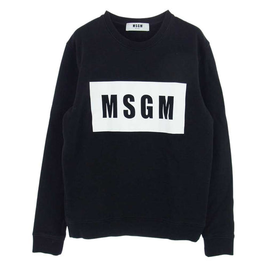 MSGM エムエスジーエム 2640MM68 BOX LOGO SWEAT ボックスロゴ クルーネック スウェット トレーナー ブラック系 S【中古】