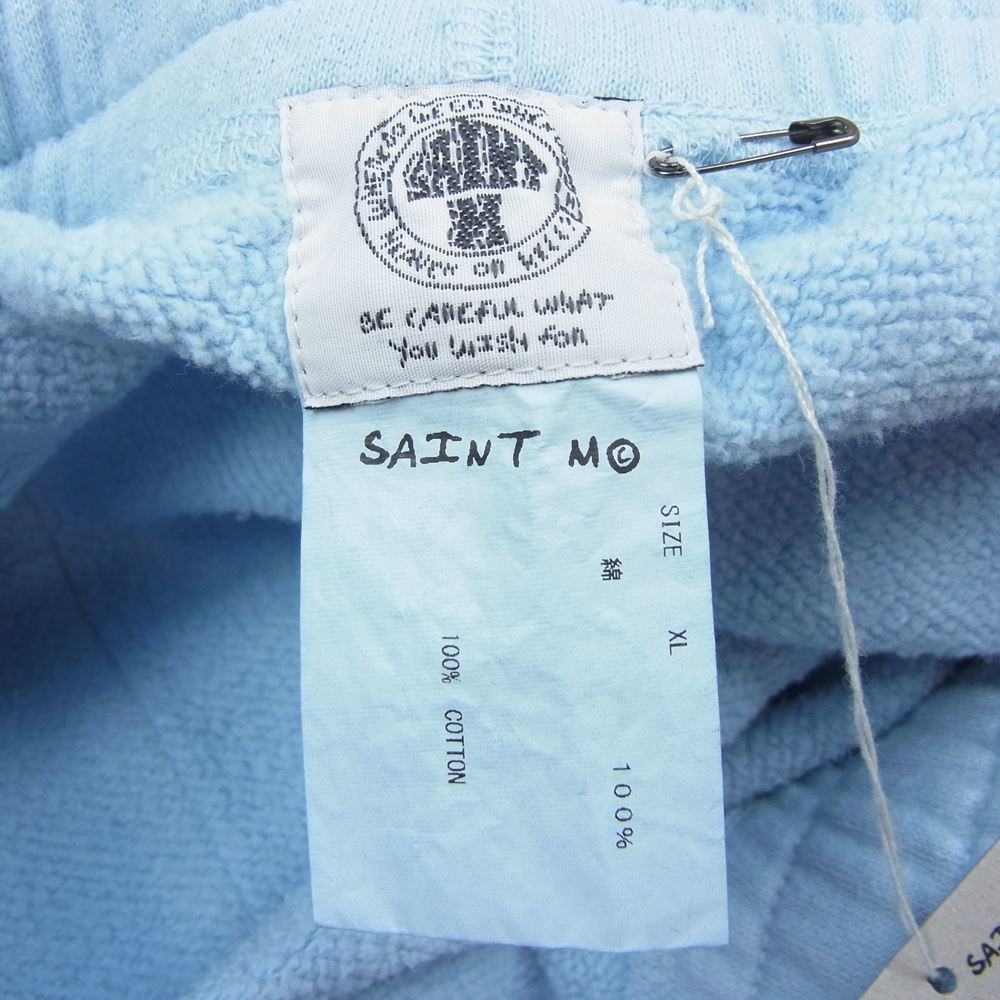 セントマイケル 22SS SM-S22-0000-053 ロゴプリント スウェットパンツ サックスブルー ブルー系 XL【美品】【中古】