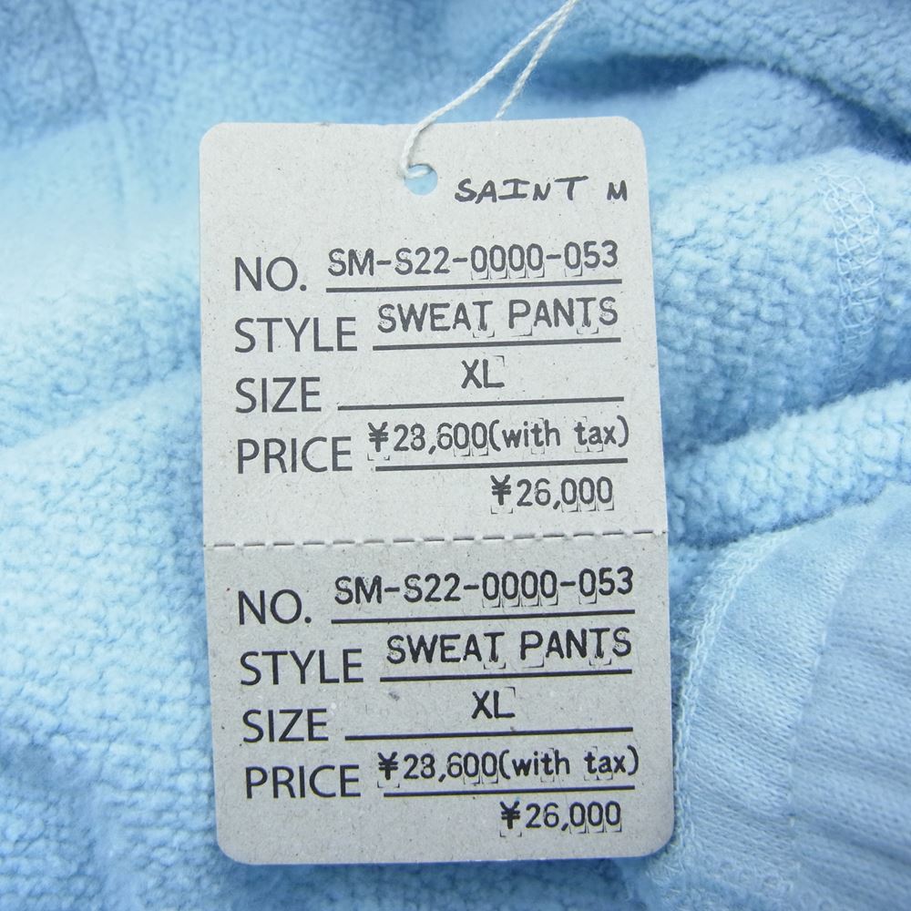 セントマイケル SAINT MICHAEL 22SS SM-S22-0000-053 ロゴプリント スウェットパンツ サックスブルー XL【美品】【中古】 セントマイケル 22SS SM-S22-0000-053 ロゴプリント スウェットパンツ