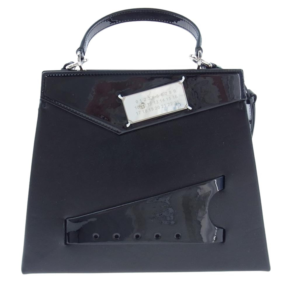 MAISON MARGIELA メゾンマルジェラ SNATCHED ロゴプレート スナッチド 2WAY レザー ショルダーバッグ ブラック系【中古】
