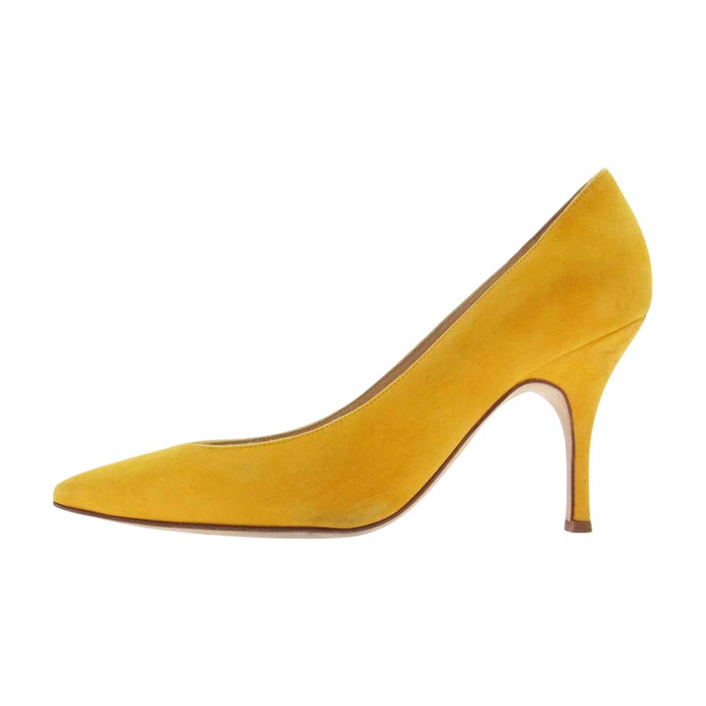 MANOLO BLAHNIK マノロブラニク ポインテッドトゥ スエード ヒール パンプス イエロー系 35【中古】