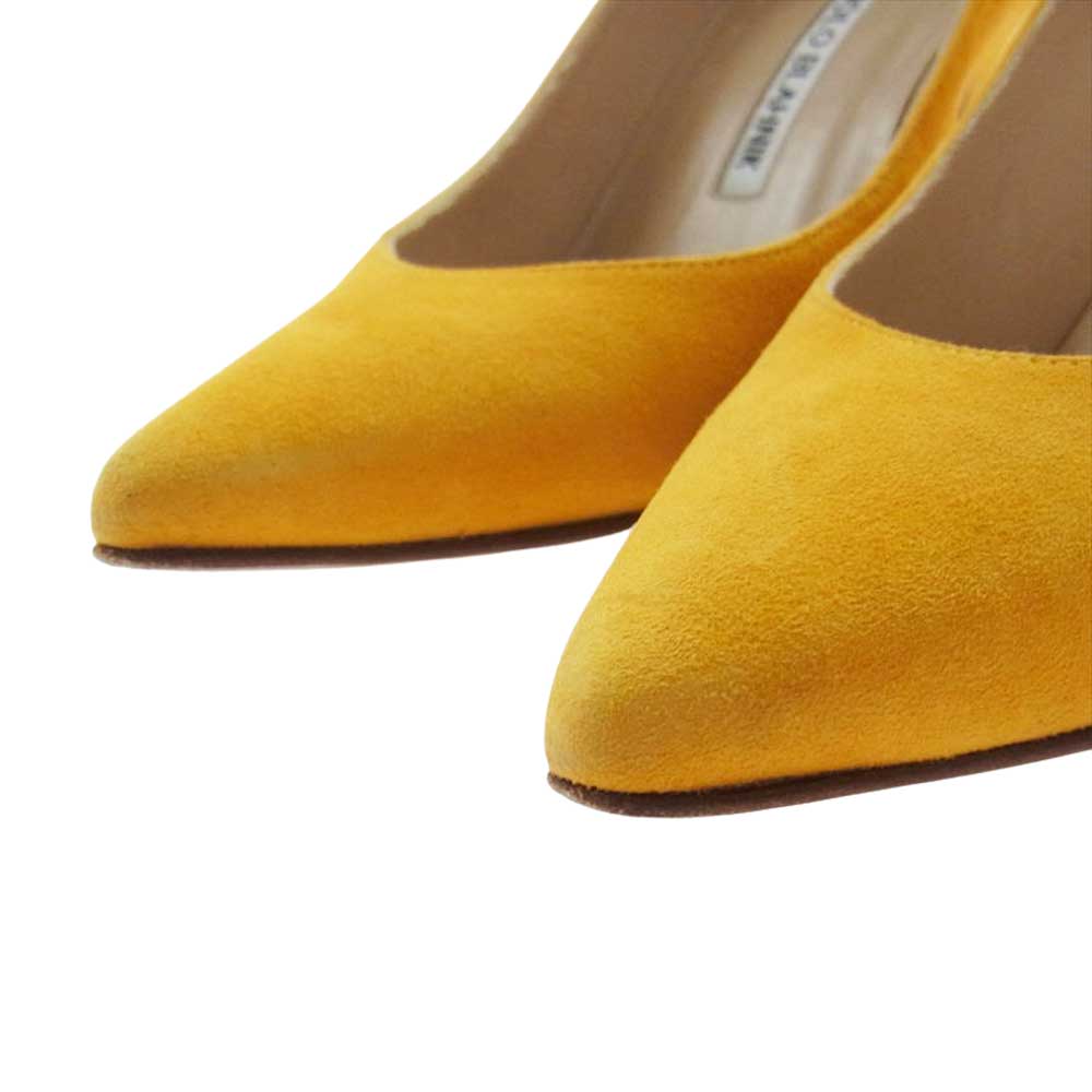 MANOLO BLAHNIK マノロブラニク ポインテッドトゥ スエード ヒール パンプス イエロー系 35【中古】
